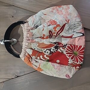 SACHI New York Multicolor Floral Patchwork Tote with Black Handles